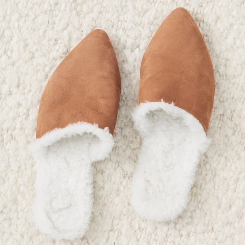 NWOB Jenni Kayne Shearling-Lined Mules Size 9 Walnut